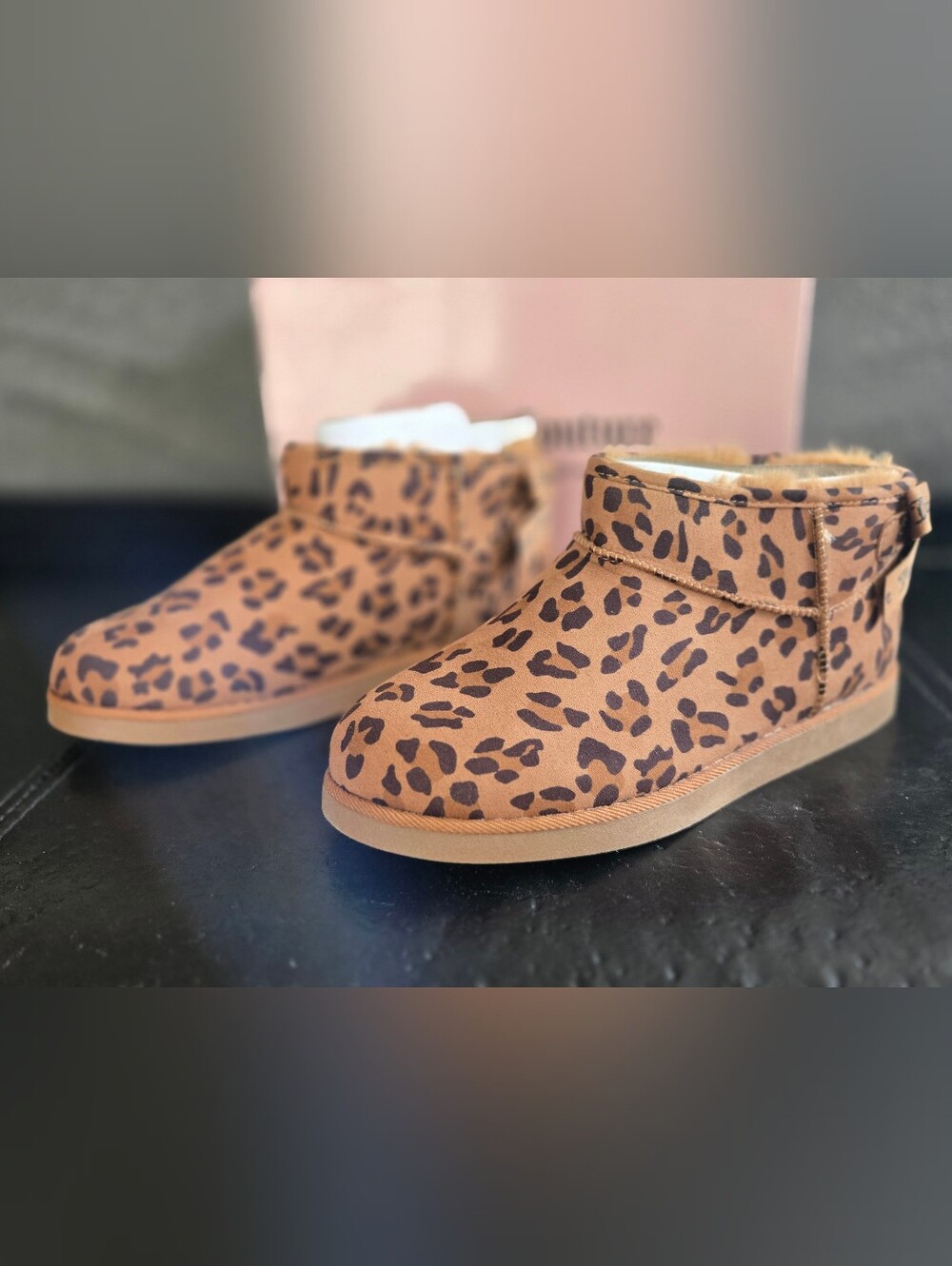 Juicy Couture Leopard Print Ankle Booties - Tan & Black - Picture 3 of 6